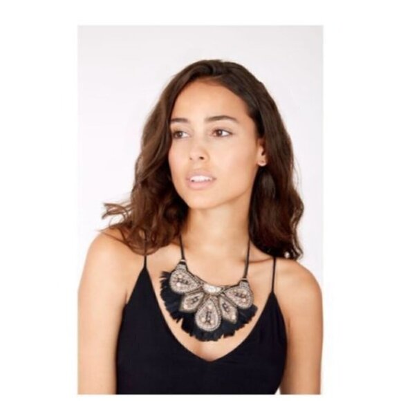 Stella & Dot Constantine Feather Necklace Black - Picture 9 of 12